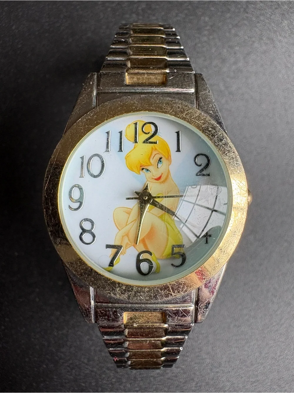 Tinker Bell Woman’s Vintage Two-Tone Character Watch - Silver & Gold